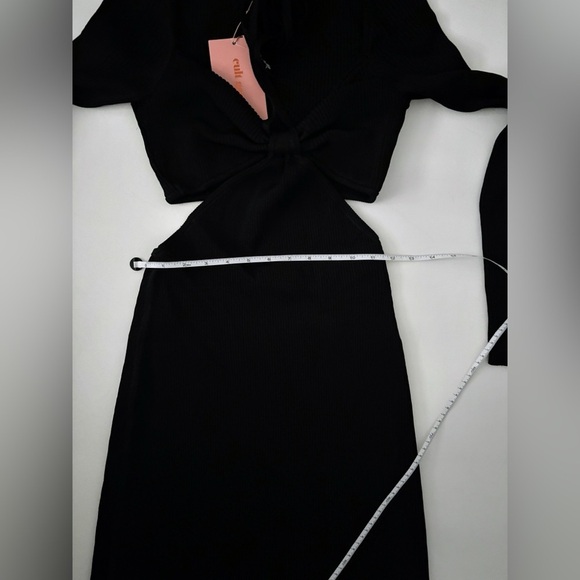 Cult Gaia Enzo Ribbed Knit Maxi Dress cut out halter long sleeve black L - Picture 15 of 16